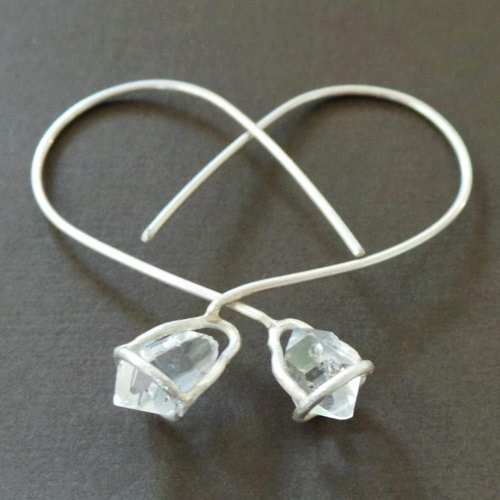 Herkimer Diamond Raw Nugget Sterling Earrings